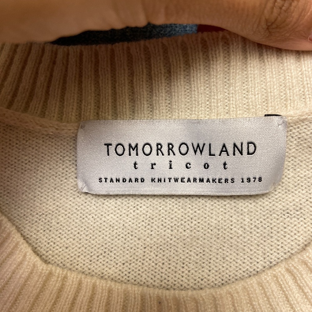 Tomorrowland Tricot Cashmere Sweater Men XS Knitted Off White Crew Neck Pullover - Picture 7 of 13